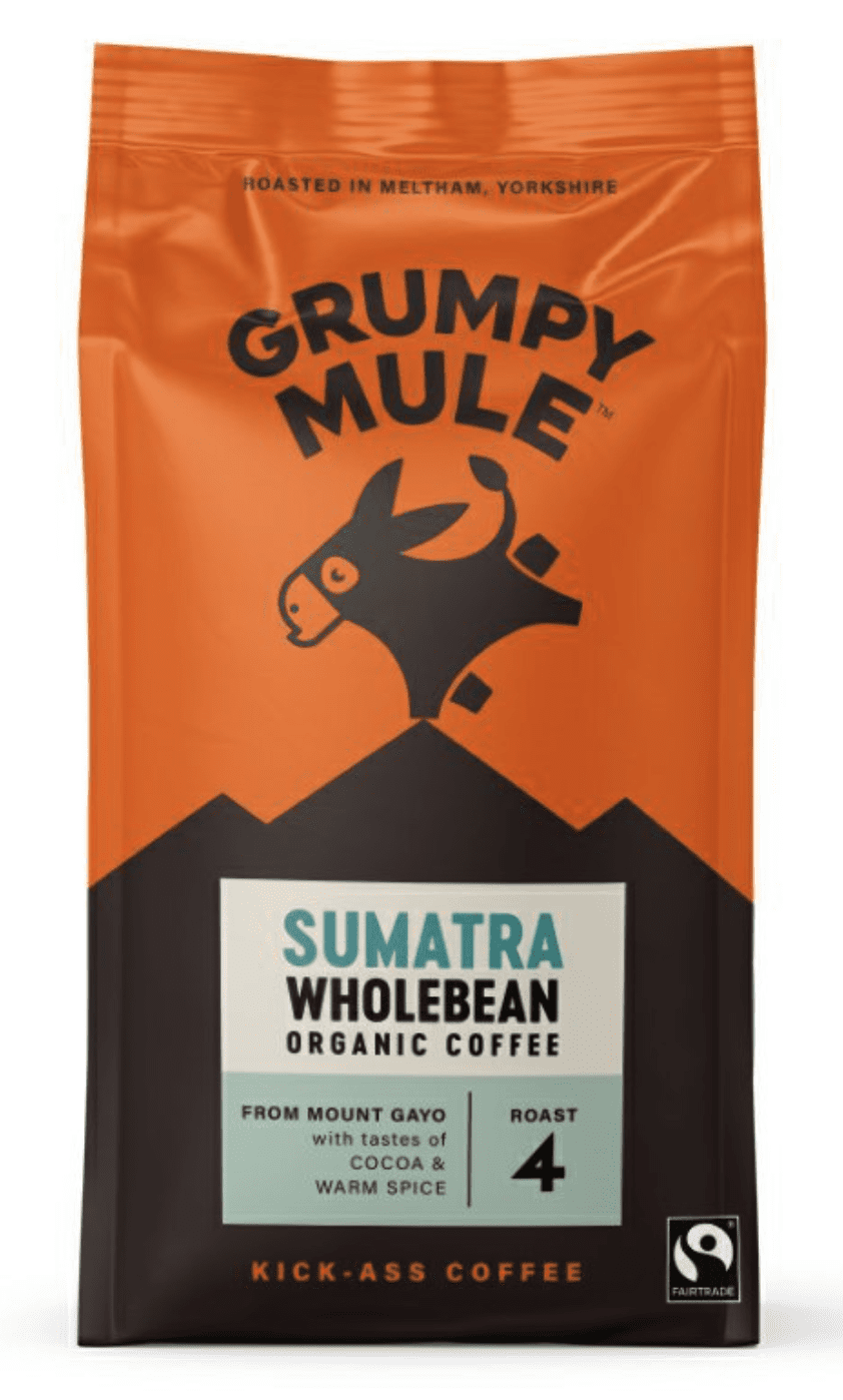 Grumpy Mule Sumatra Wholebean Coffee, 100% Arabica, zrnková káva, BIO, 200 g