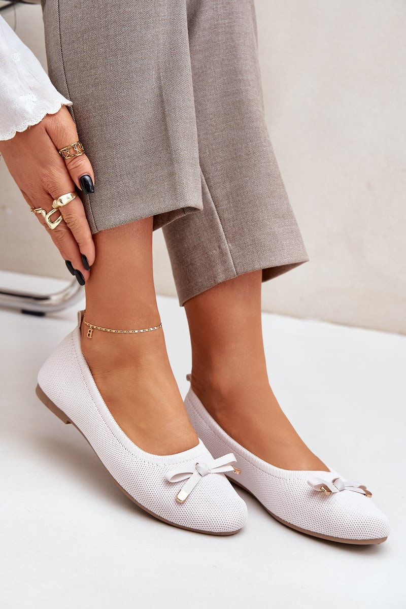 PM1 Síťované baleríny s mašlí světle béžové Bianila