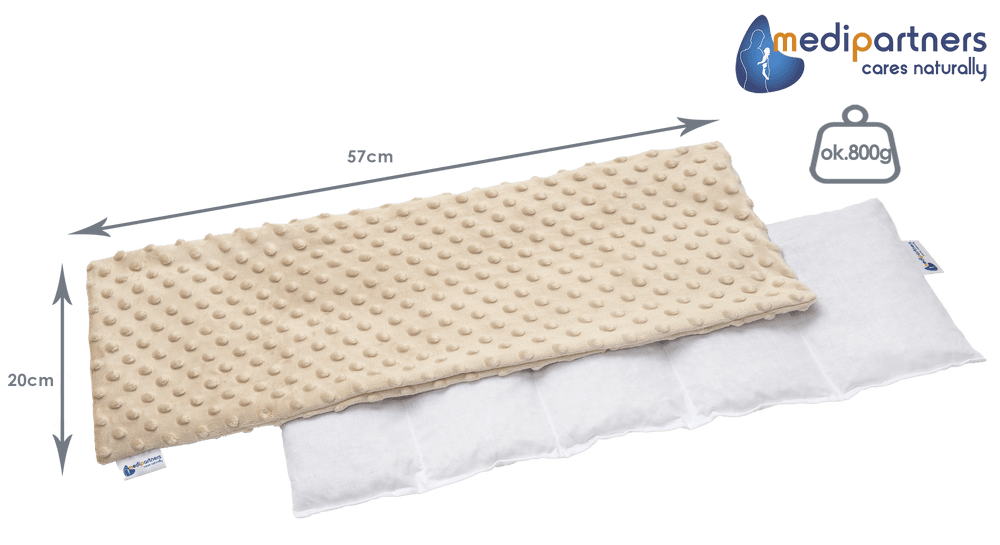 Medi Partners Thermophor with cherry seeds large 20x60 – 5 chambers Minky – Beige