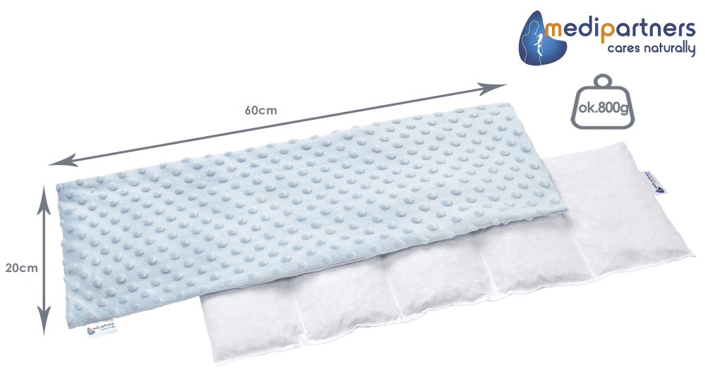 Medi Partners Thermophor with cherry seeds large 20x60 – 5 chambers Minky – Light blue