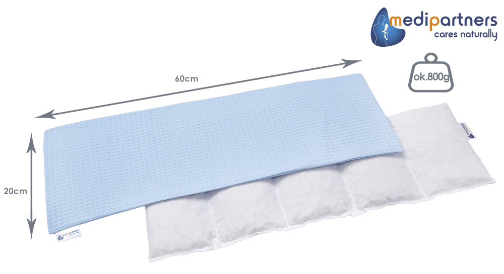 Medi Partners Thermophor with cherry seeds large 20x60 – 5 chambers Waffle – Light blue