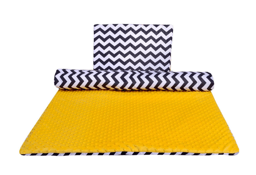 Medi Partners Quilt 75x100 + pillow 35x30 cotton + minky – Zygzag + yellow minky