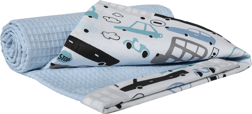 Medi Partners Blanket 75x100 cotton + cotton Waffle – Cars + blue waffle