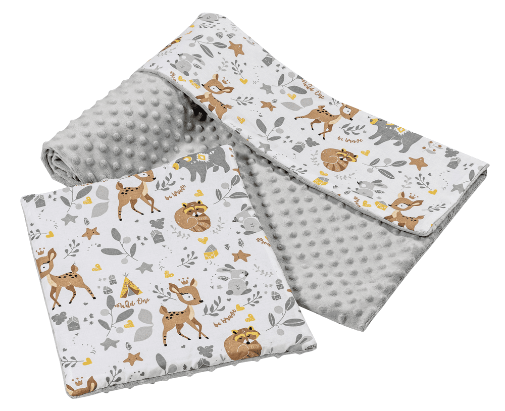 Medi Partners Quilt 75x100 + pillow 35x30 cotton + minky – Jelonki + gray minky