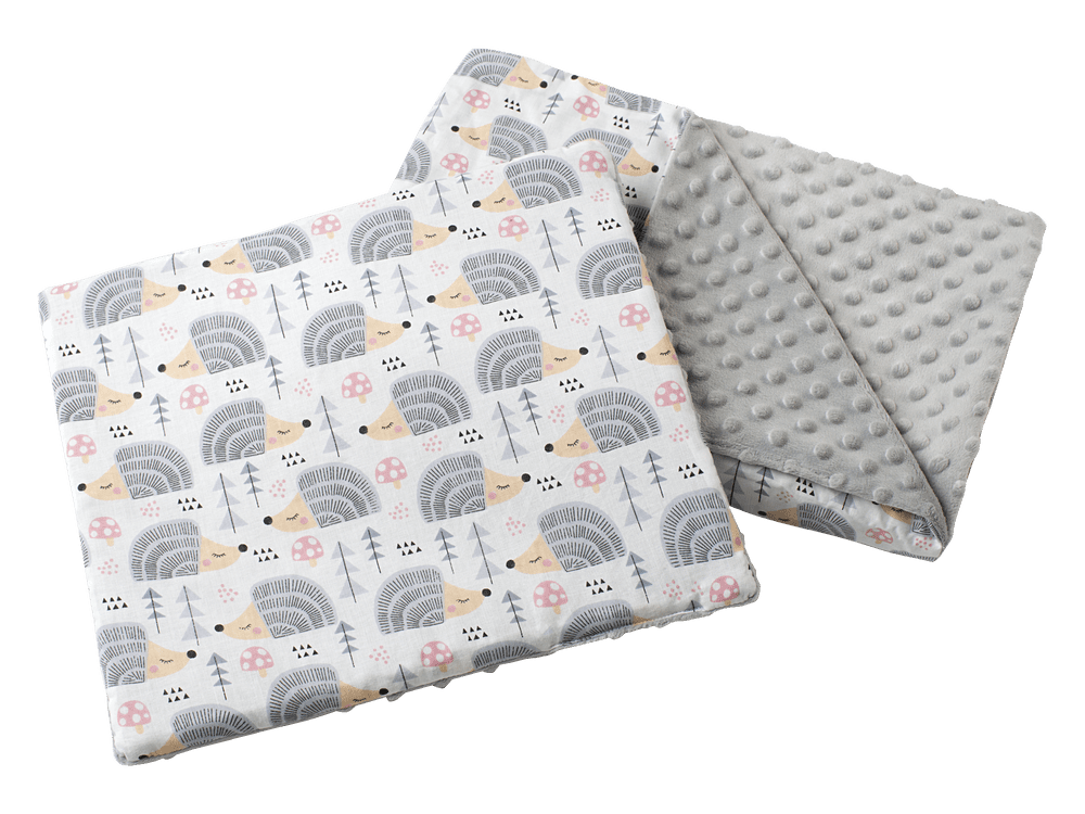 Medi Partners Quilt 55x75 + pillow 35x30 cotton + minky – Gray Hedgehogs + gray minky
