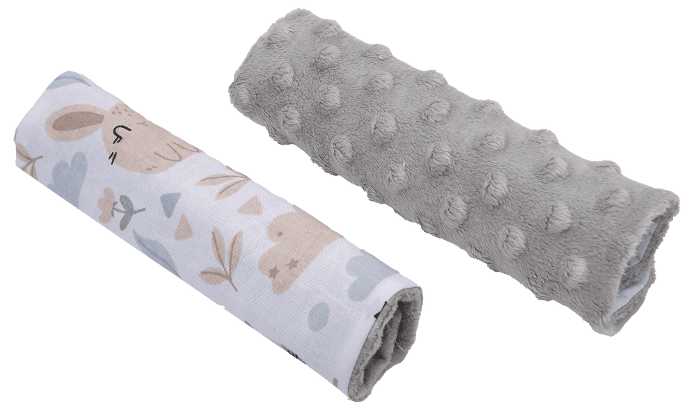 Medi Partners Stroller belt protectors (2 pcs.) cotton + minky – Polana + gray minky