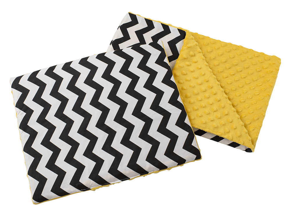 Medi Partners Quilt 55x75 + pillow 35x30 cotton + minky – Zygzag + yellow minky