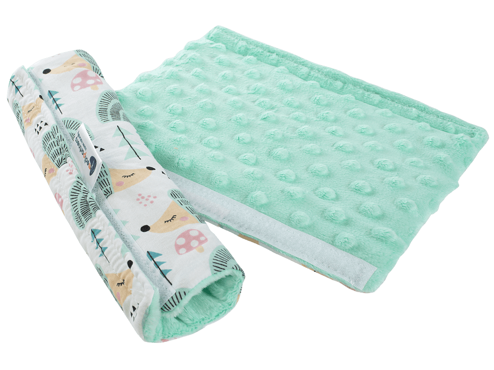 Medi Partners Cotton + minky car seat belt protector – Hedgehogs + minky minky