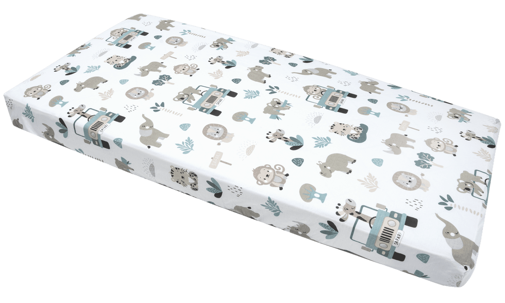 Medi Partners Fitted sheet for bed 120x60 – cotton – Mint Zoo