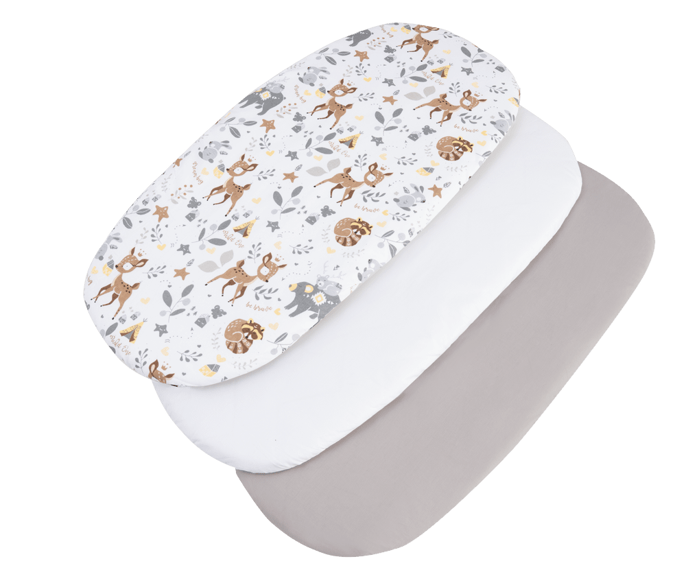 Medi Partners 3 – Pak – Fitted sheet for stroller – cotton – Jelonki – White – Gray