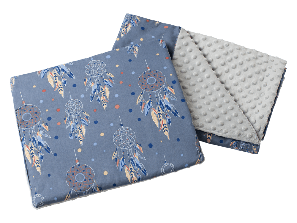 Medi Partners Quilt 55x75 + pillow 35x30 cotton + minky – Dreamcatchers + gray minky