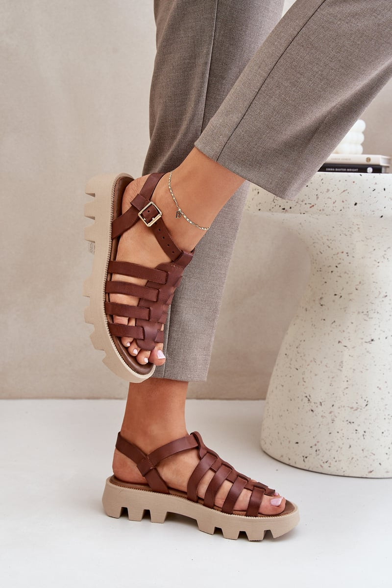 Lewski Shoes Kožené Dámské Sandály Zazoo 3695 Hnědé