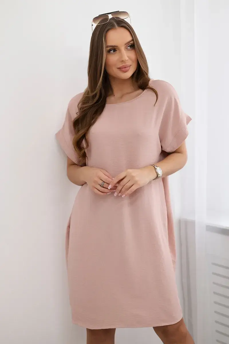 Kesi Włoski Šaty s kapsami tmavě pudrově růžová