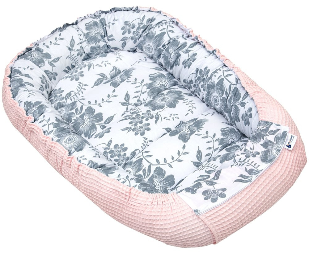 Medi Partners Baby cocoon/nest – Waffle – Berry + light pink Waffle