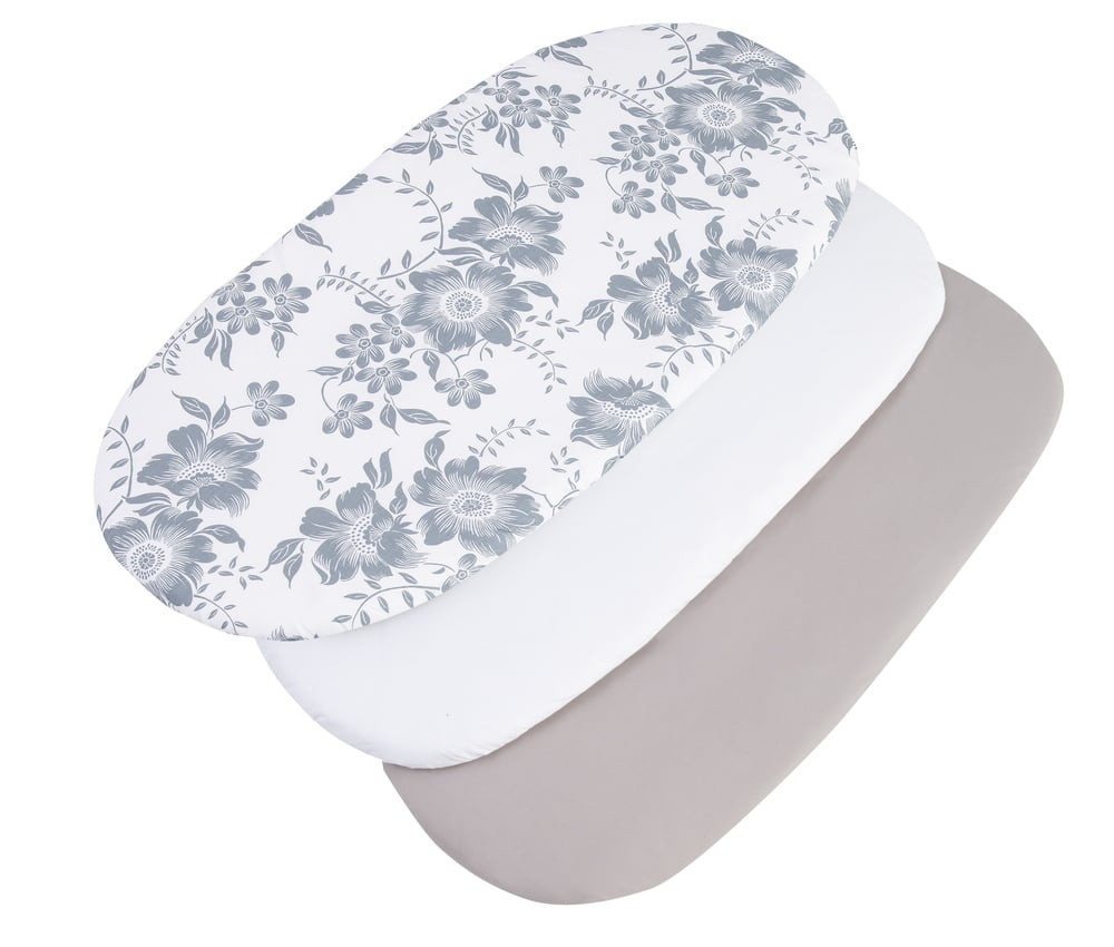 Medi Partners 3 – Pak – Fitted sheet for stroller – cotton – Berry – White – Gray