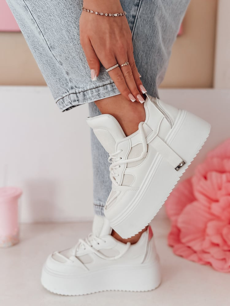 Sneakersy damskie na wysokiej platformie UPSOLE białe Dstreet