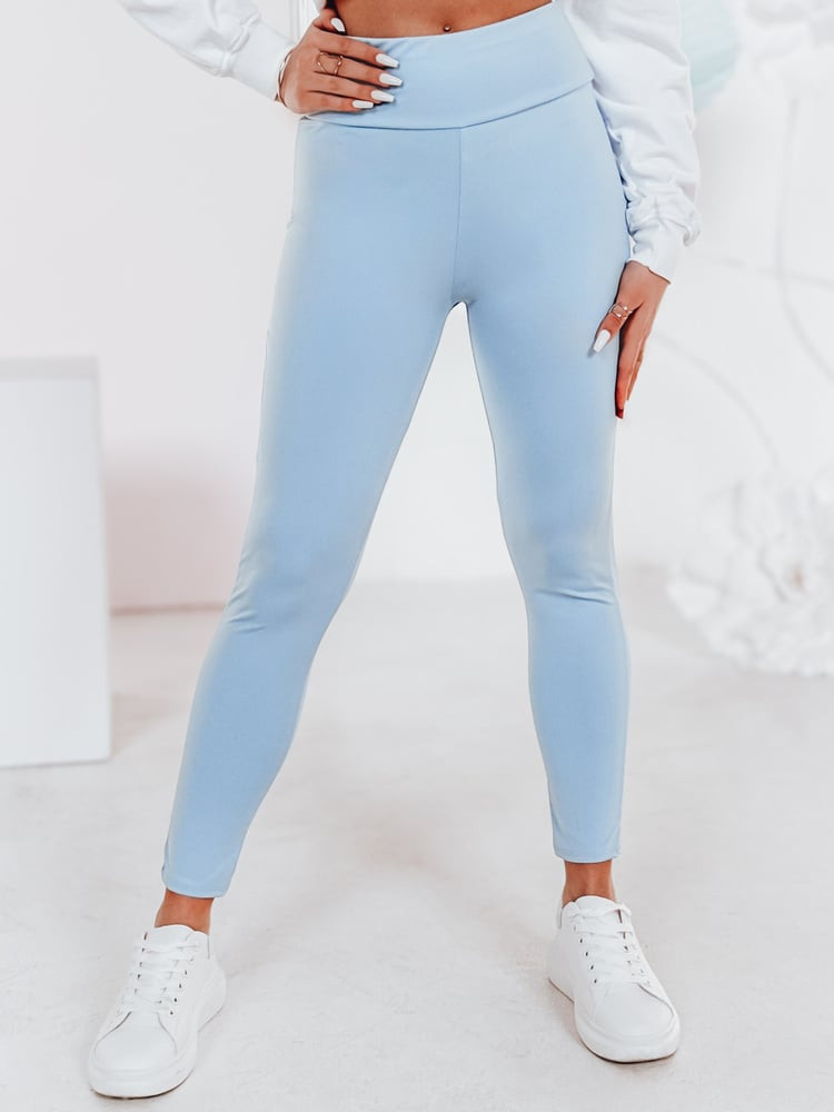 Legginsy damskie z wysokim stanem SOFLEGG błękitne Dstreet