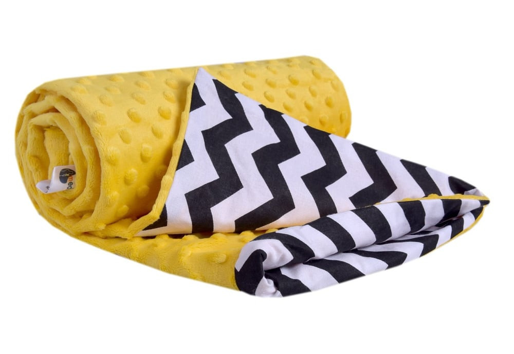 Medi Partners Blanket 75x100 cotton + minky – Zygzag + yellow minky