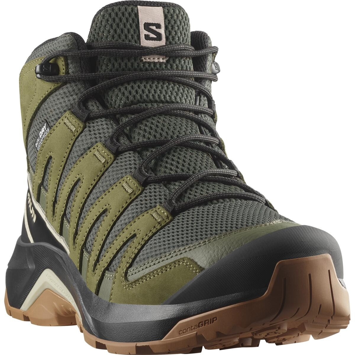Salomon X-ADVENTURE RECON MID GTX EU 44, Peat/Maritni Olive/Oxford Tan Pánské turistické boty