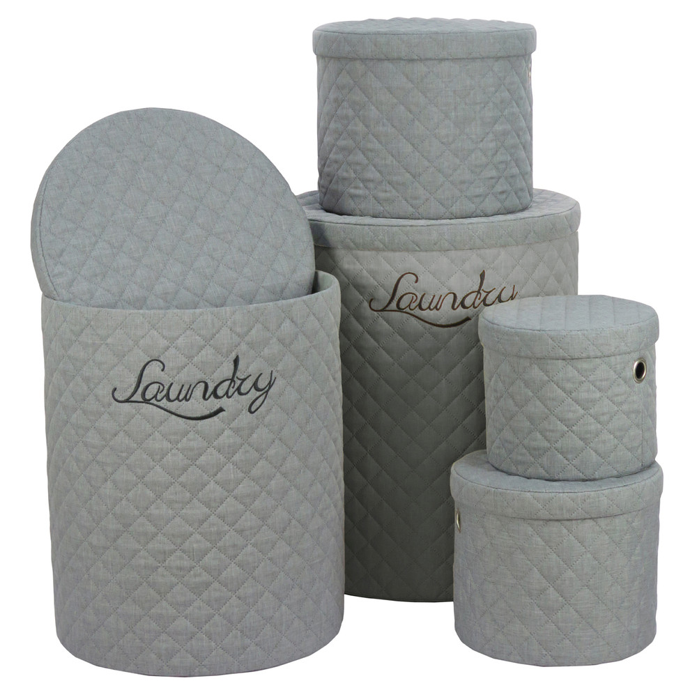 Autronic DT3007 GREY Koš prádelní - látka, kulatý, šedý, cena za sadu 5 ks