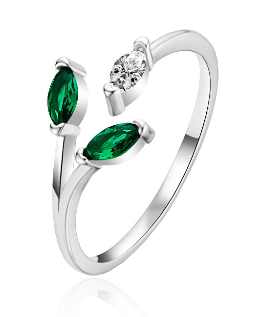 Agato Stříbrný otevřený prsten se zirkony AGT-R40WGR 57 mm