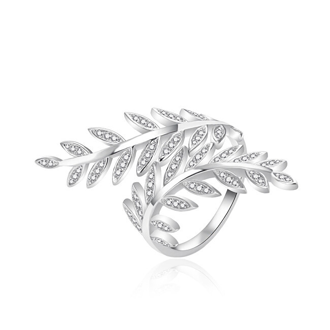 Agato Výrazný stříbrný prsten s lístečky AGT-R27W 57 mm