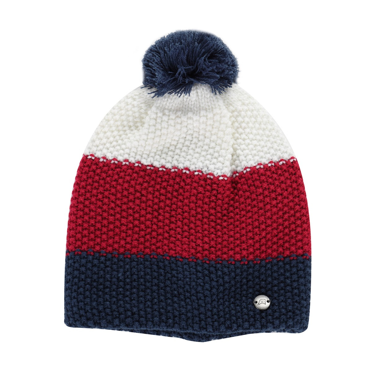 Zimní čepice s bambulí alpine pro delore bílá/vínová/modrá m