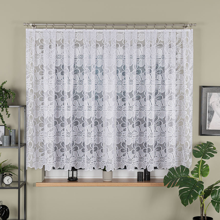 Dekorační krátká vzorovaná záclona na žabky PATRYCJA LINE 150 bílá 400x150 cm MyBestHome