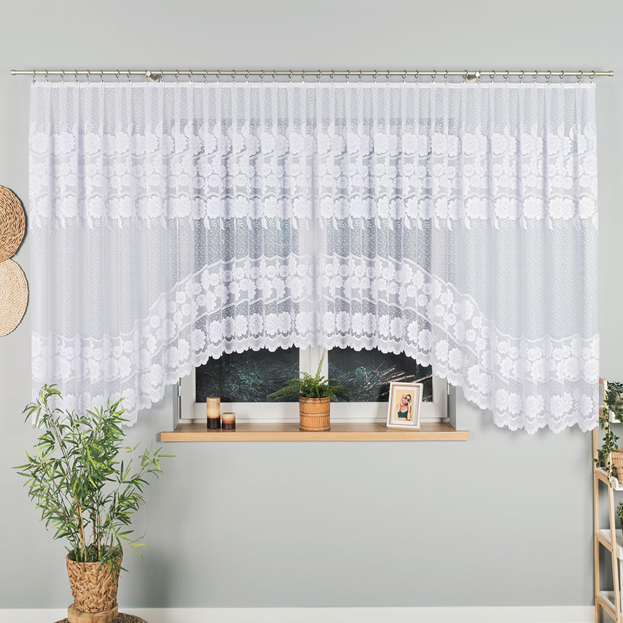 Dekorační krátká vzorovaná záclona na žabky OKSANA 160 bílá 500x160 cm MyBestHome