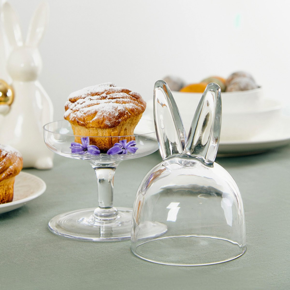 Skleněná mísa  PRATA | sklo s víkem králík | 12x23 cm | 810041