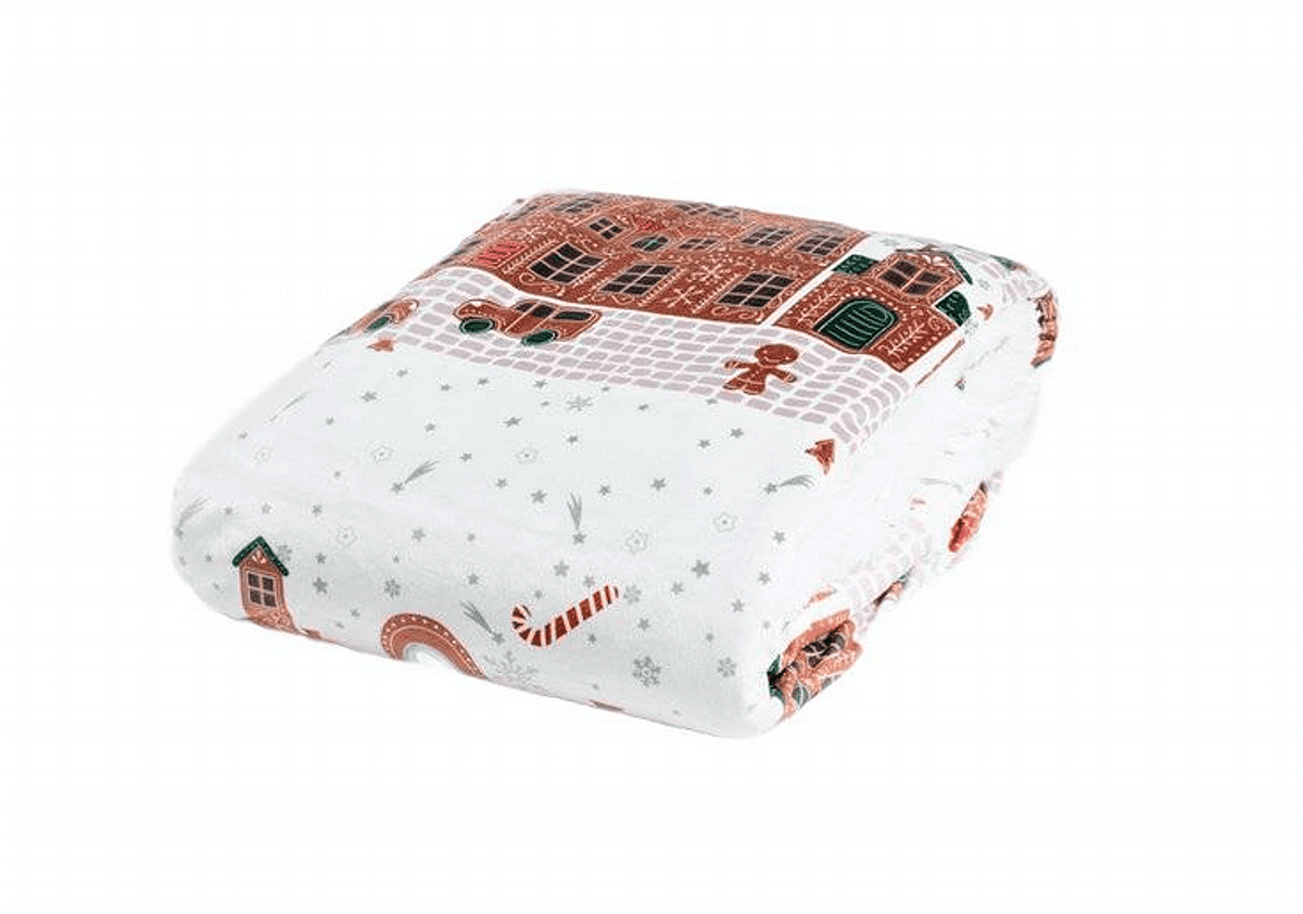 Vánoční deka mikovláknová s beránekm | LAPLAND | vzor perníček | 150x200 cm | 709265