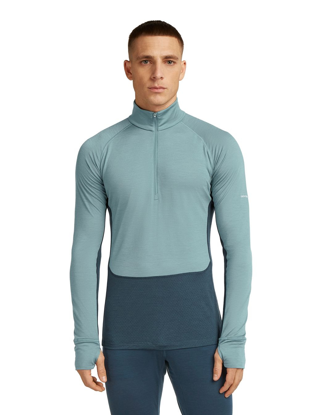 ICEBREAKER Mens Mer 125 ZoneKnit LS Half Zip, Abyss/Blue Ash/Cb (vzorek) velikost: M
