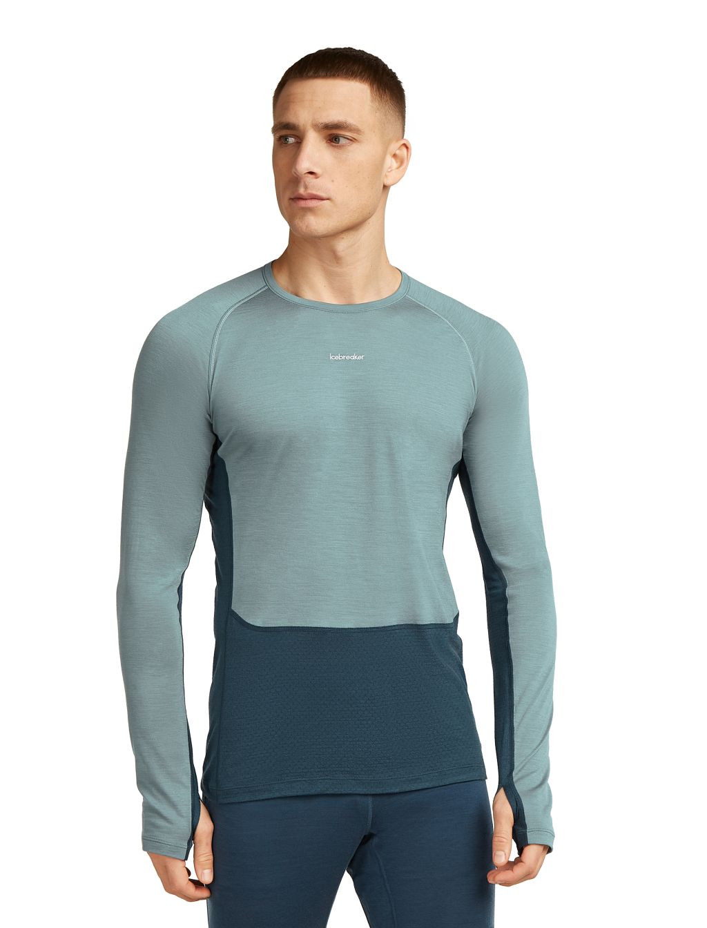 ICEBREAKER Mens Mer 125 ZoneKnit LS Crewe, Abyss/Blue Ash/Cb (vzorek) velikost: M
