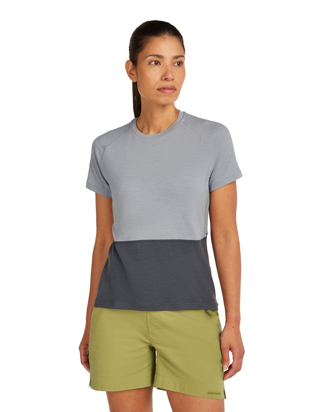 ICEBREAKER Wmns Mer 200 Waffle Elevation SS Tee, Alloy/Obsidian/Cb (vzorek) velikost: S