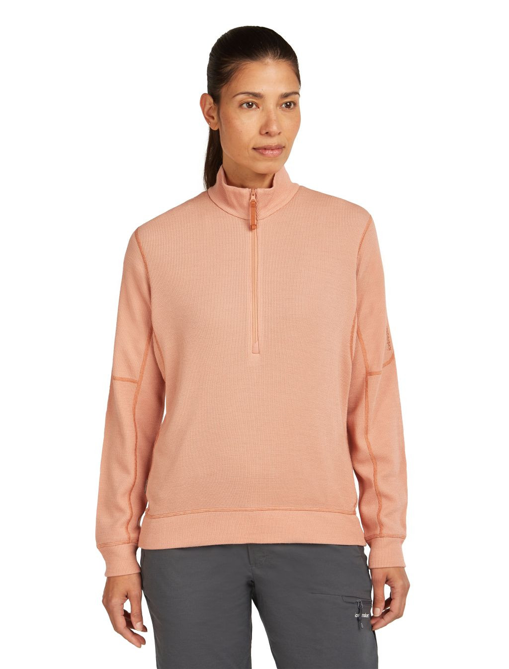 ICEBREAKER Wmns Mer 260 Waffle Knit Wander LS Half Zip, Desert Sand (vzorek) velikost: S