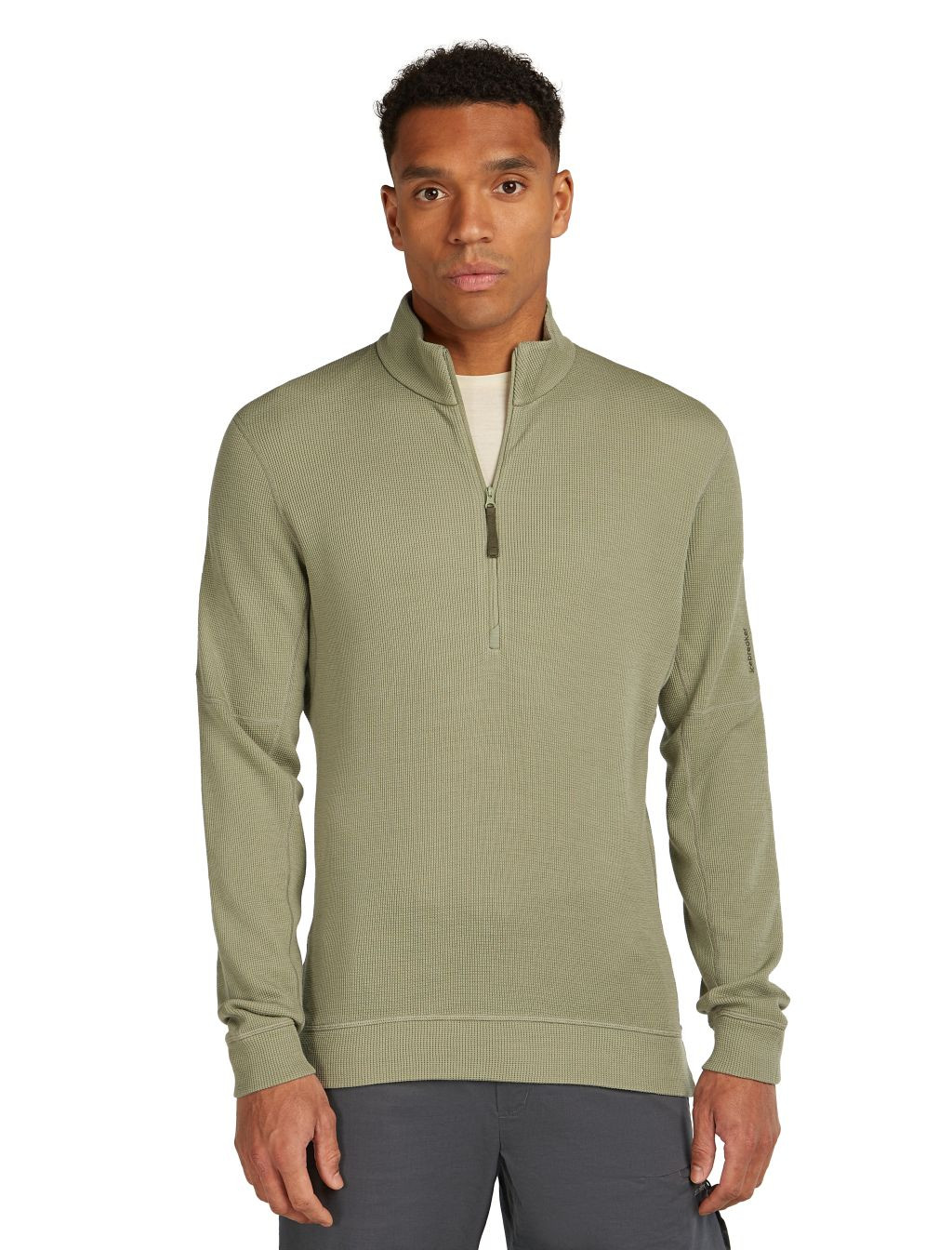 ICEBREAKER Mens 260 Waffle Knit Wander LS Half Zip, Lichen velikost: L