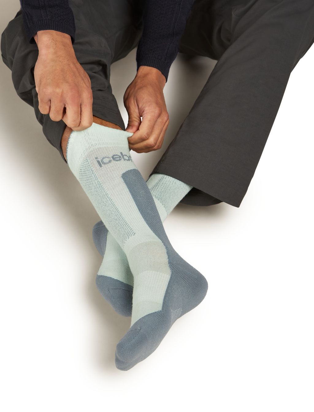 ICEBREAKER Mens Hike+ Medium Crew, Mint/Blue Ash velikost: M