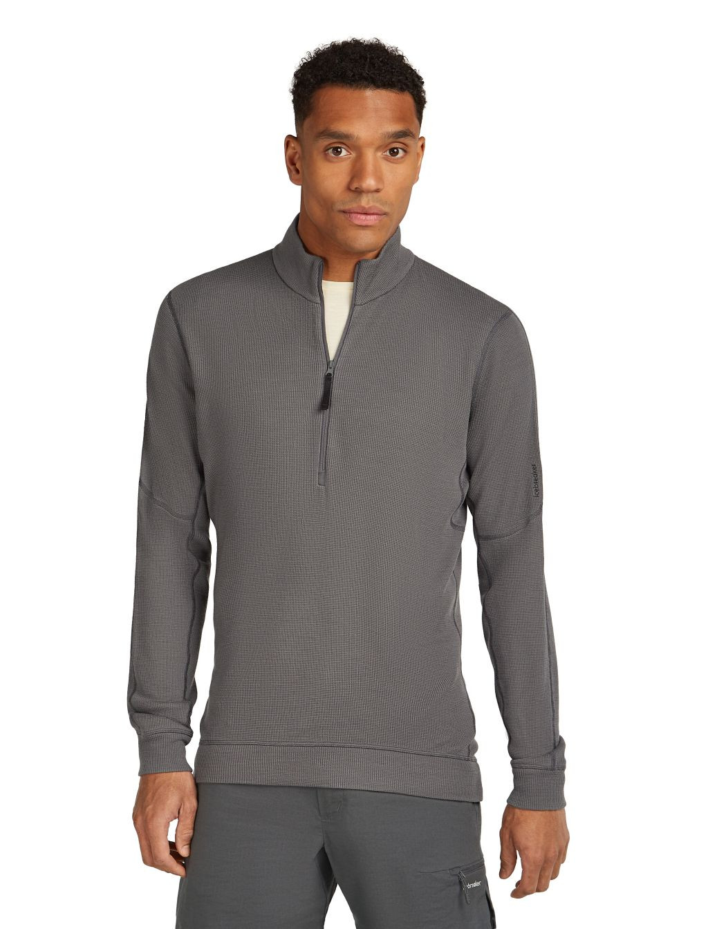 ICEBREAKER Mens 260 Waffle Knit Wander LS Half Zip, Obsidian velikost: L