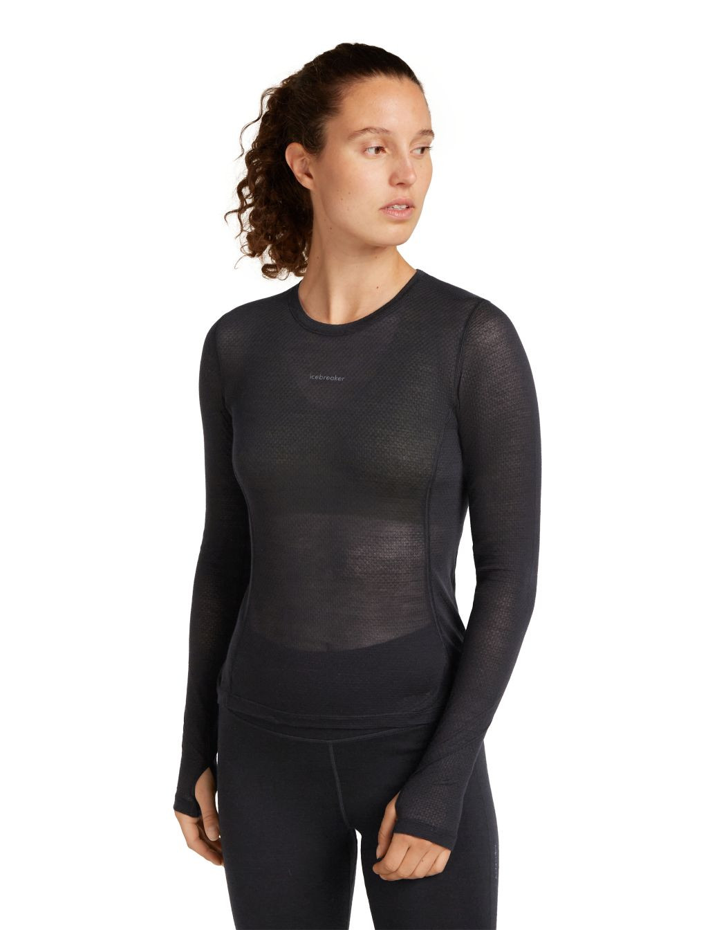 ICEBREAKER W 75 Cool-Lite Featherlight LS Crewe, Black velikost: L