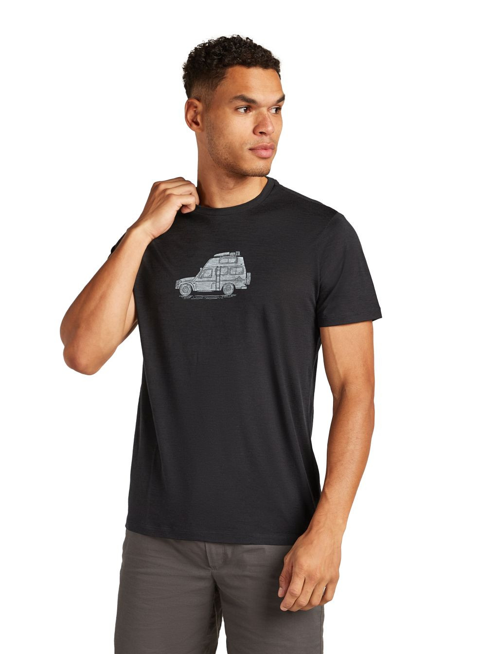 ICEBREAKER M 150 Tech Lite SS Tee Cosy Camper, Black velikost: L