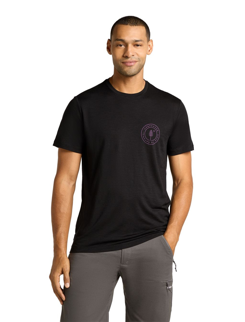 ICEBREAKER M 150 Tech Lite SS Tee Hike Naturall, Black velikost: L