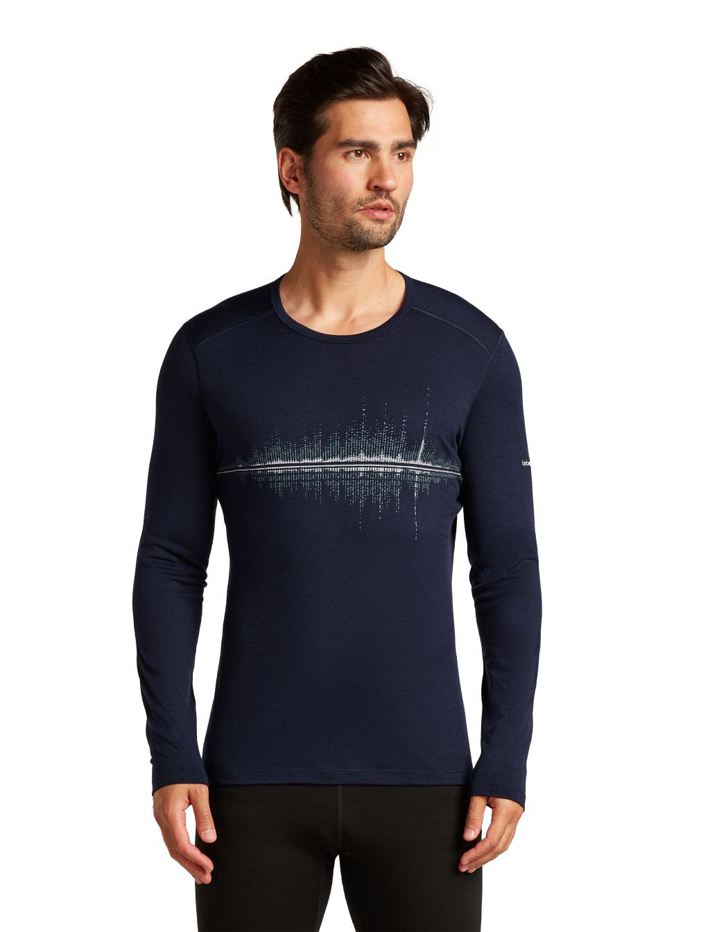 ICEBREAKER M 200 Oasis LS Crewe Snow Wave, Midnight Navy velikost: L