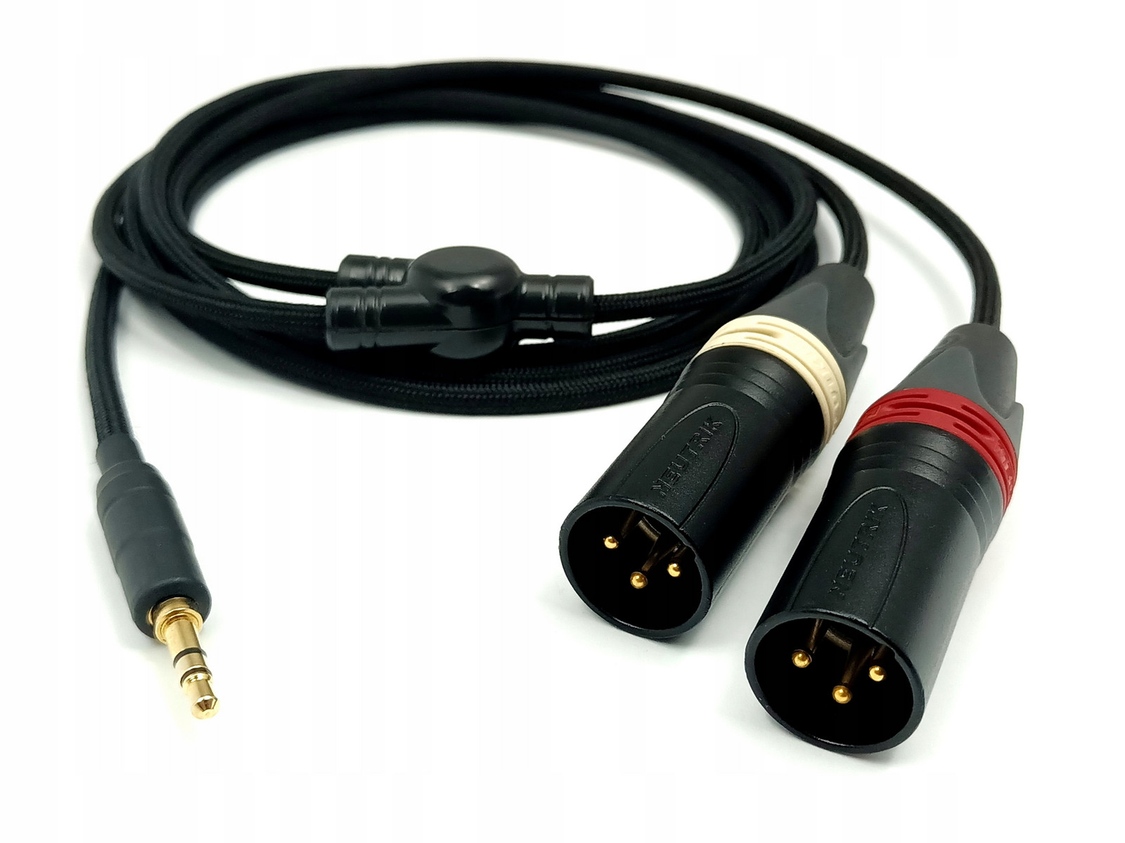 Aux kabel 3,5mm jack 2 x Xlr ručně vyrobený, opletení barvy Canare L-4E6S