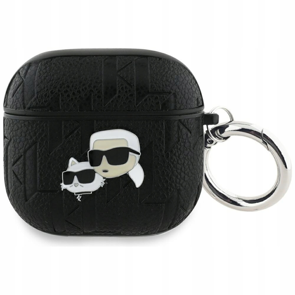 Pouzdro Pro Airpods 4 Karl Lagerfeld Monogram Karl & Choupette Head Černé