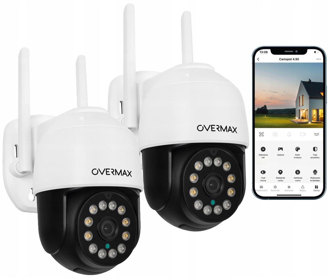 2x Venkovní Otočná Kamera IP66 Lan Ultra Hd Ptz Wifi 2.5K 4x Zoom Bílá