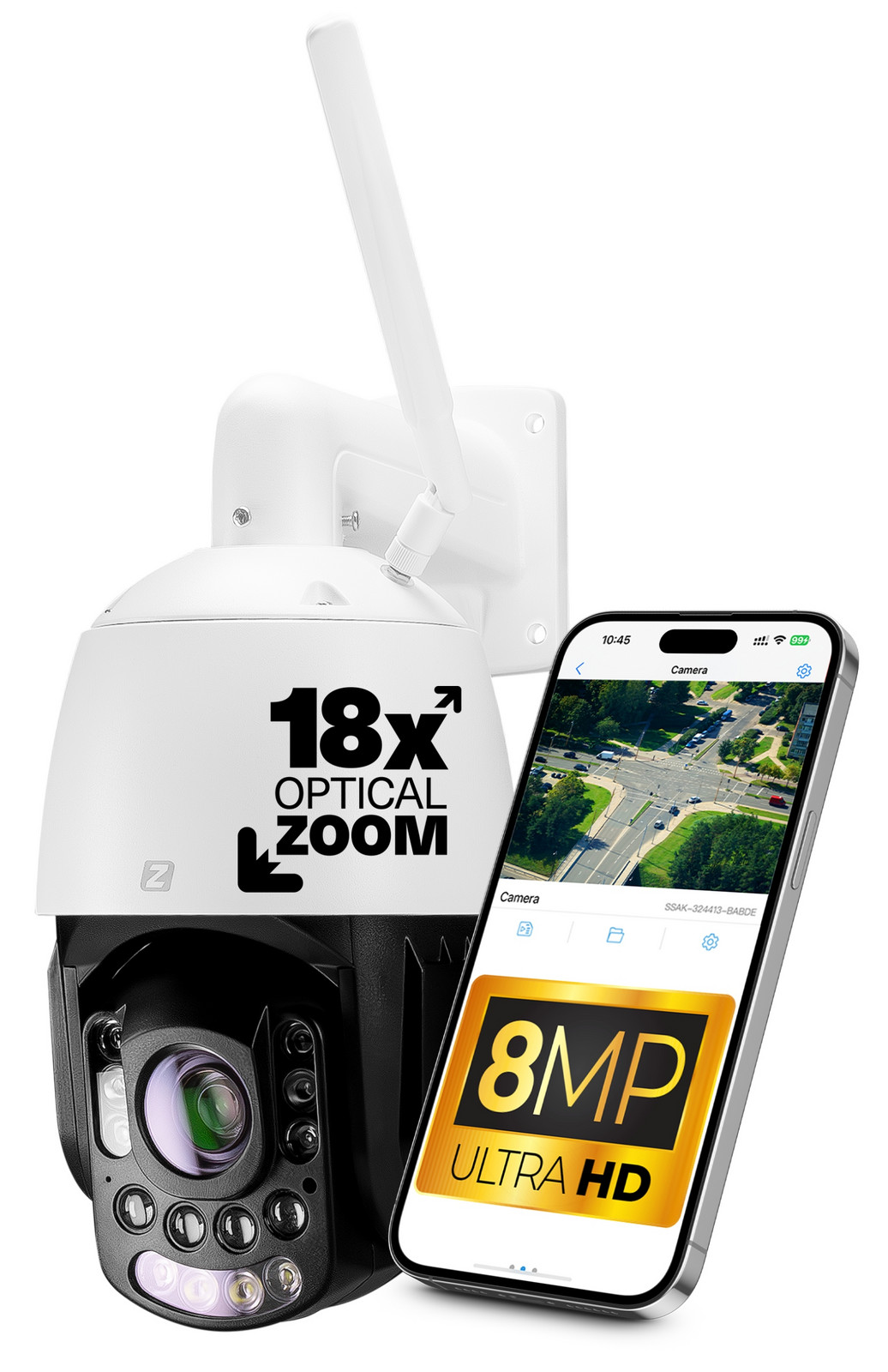 Venkovní kamera Otočná WiFi 8MPx 8MP 4K Uhd Detekce 150M Ir ZOOMx18
