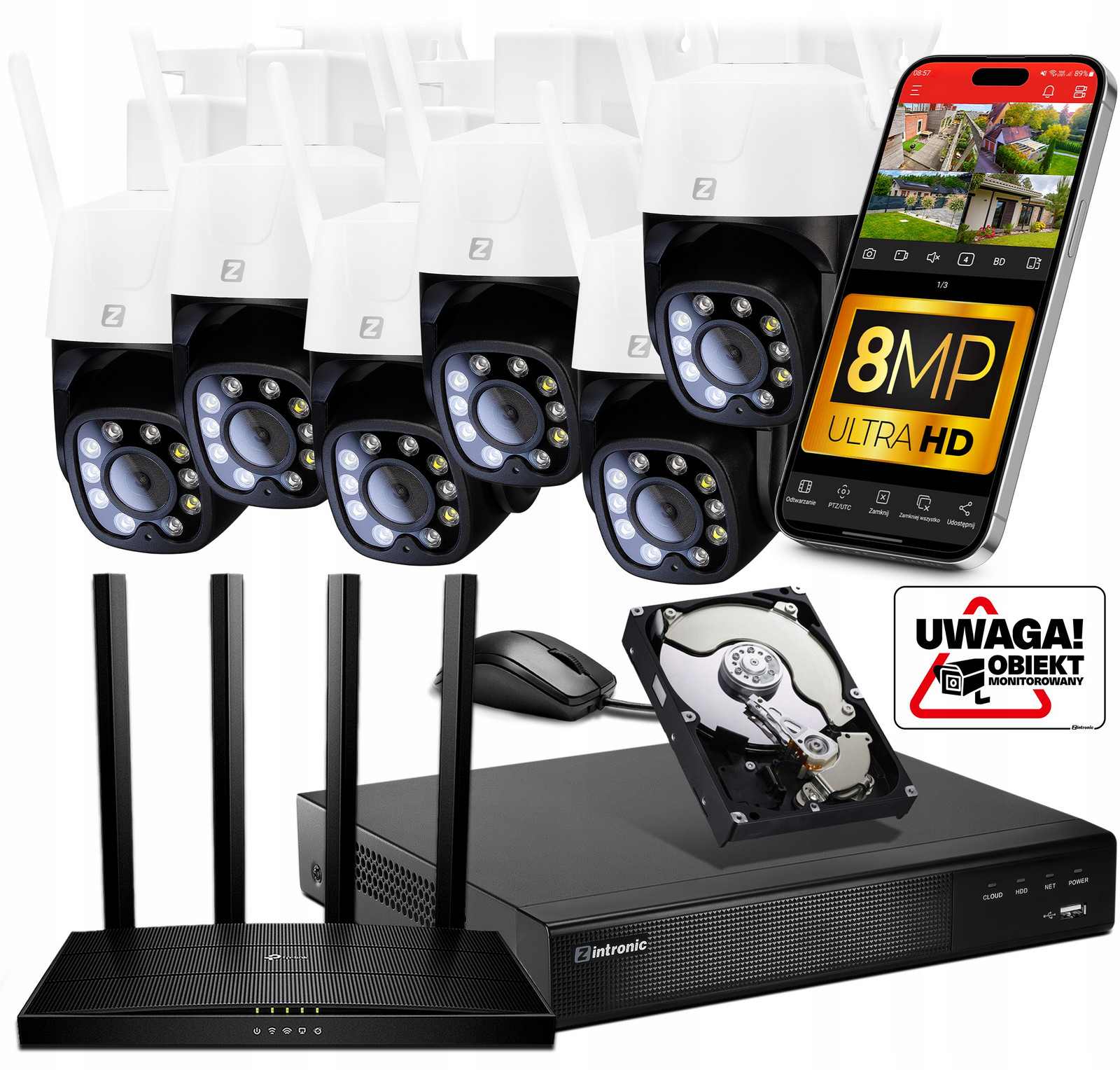 Sada pro Monitorování 6xKamer Ip WiFi P8 Light 8MPx 4K Uhd Audio