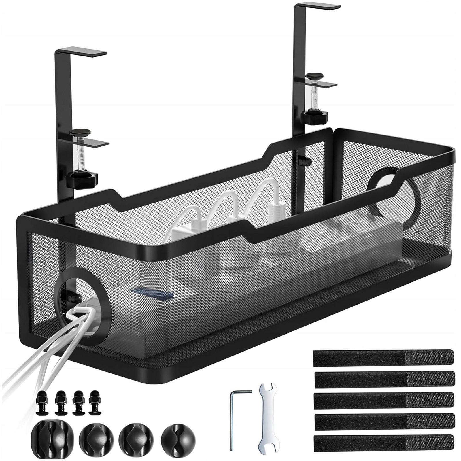 Organizér kabelů pod desku stolu police nastavitelná na kabely hliníkový držák