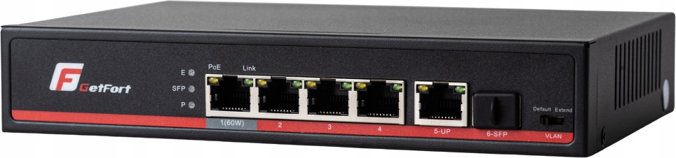 Switch Poe Getfort 4+1+SFP Gigabit Ethernet 65W