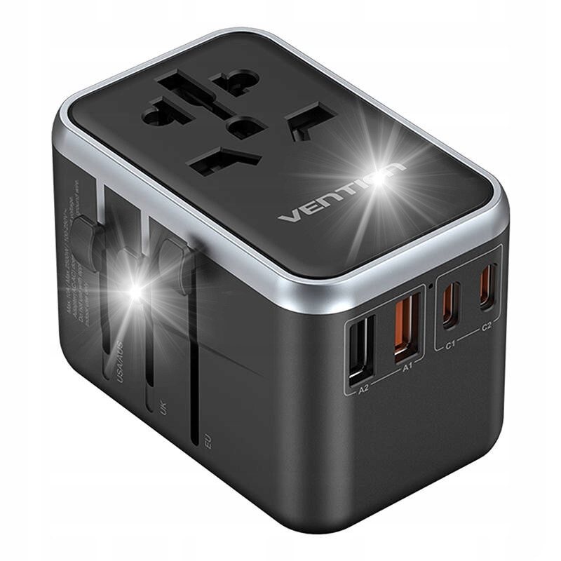 Vention Síťová nabíječka Cestovní adaptér Různé Zástrčky Usb-c Usb GaN 65W